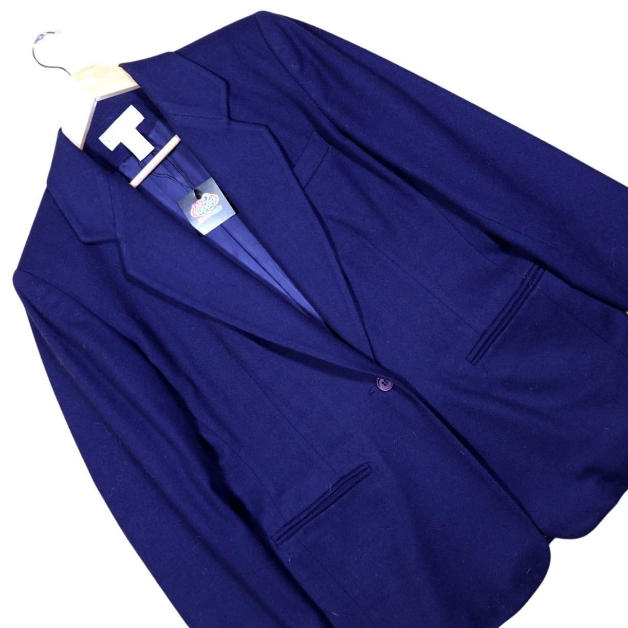 Lands End Womens Size 6P Navy Blue Wool Blend Blazer Jacket - Thumbnail 3