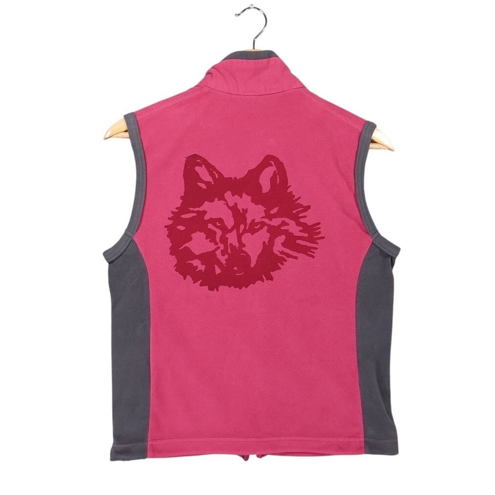 North End Fleece Vest Ladies Small Pink Excellent Wolf Graphic Two Tone Full Zip - Thumbnail 2