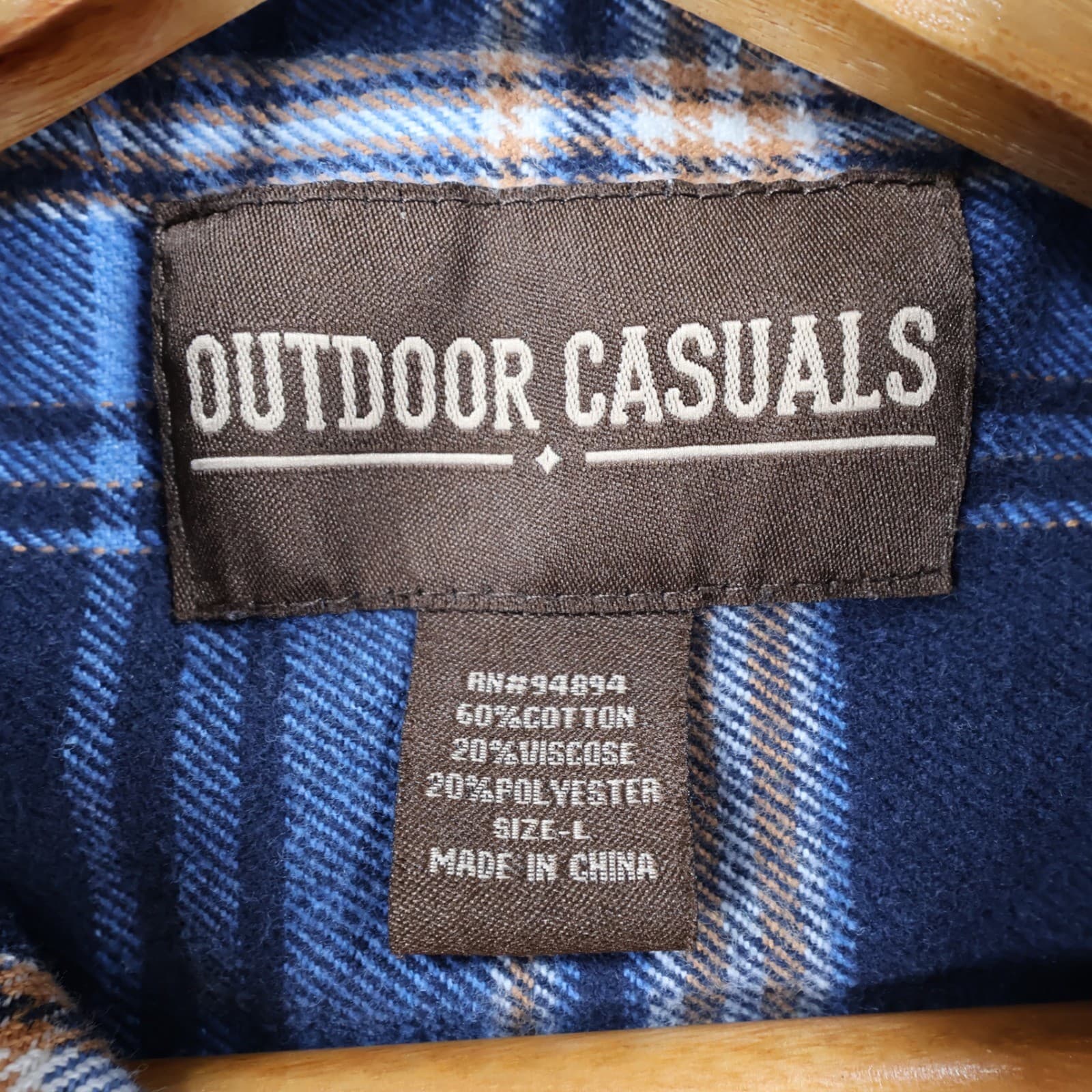 Outdoor Casuals Flannel Shirt Mens Large Blue Cotton Blend Regular Plaid - Thumbnail 7