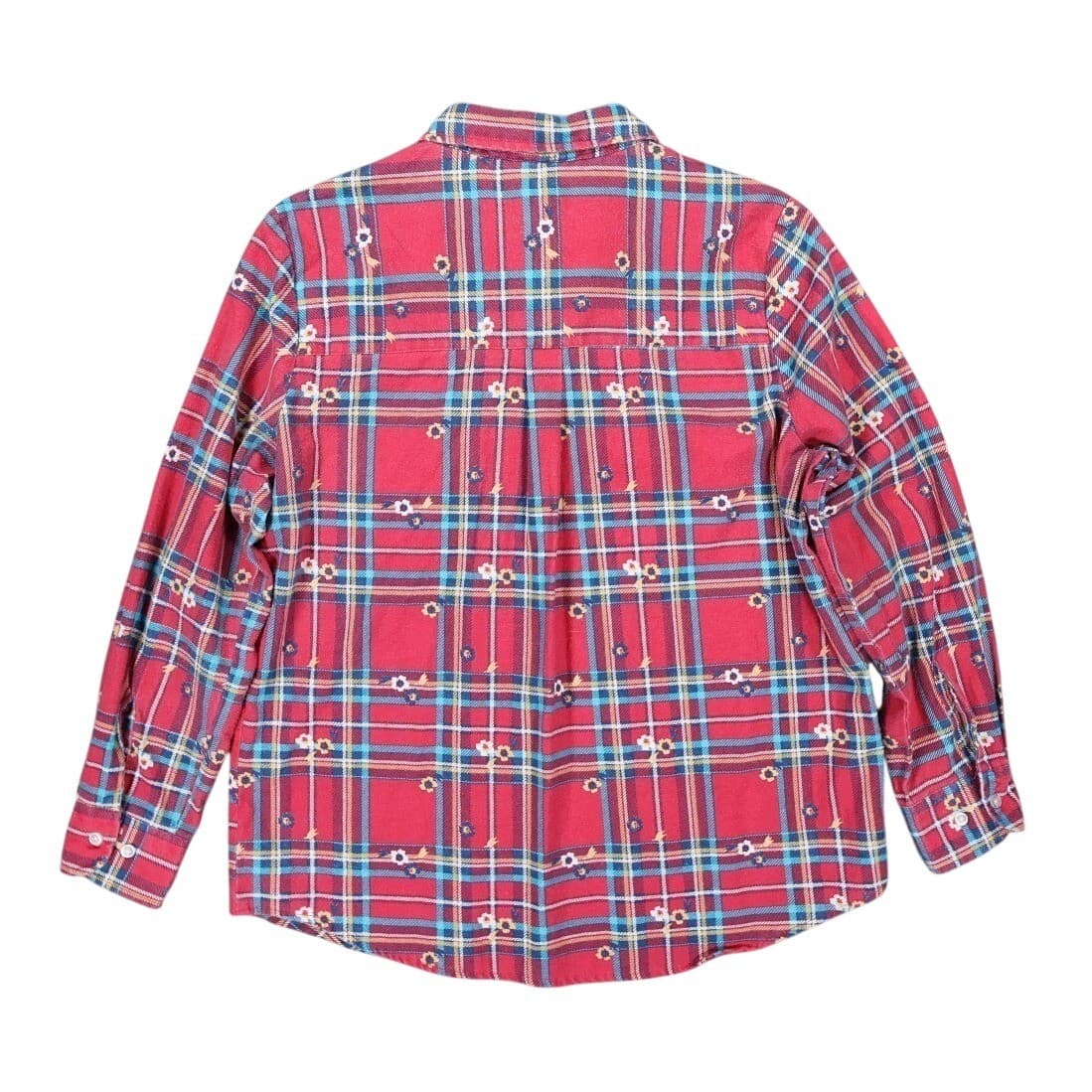 American Sweetheart Button Up Shirt Womens Large Red Excellent Plaid Floral - Thumbnail 2