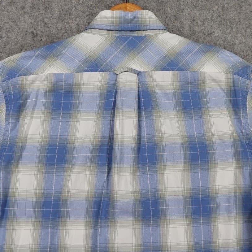 Lands' End Button Down Shirt Mens L Blue Excellent Plaid Traditional Fit Flannel - Thumbnail 5