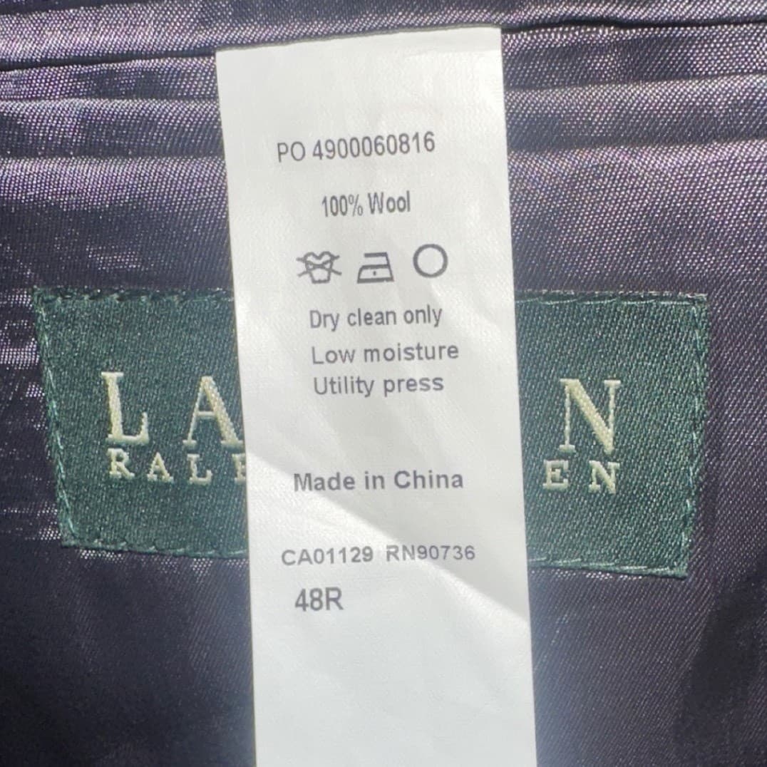 Lauren Ralph Lauren Blazer Men 48R Grey 100% Wool Micro Check Sport Coat - Thumbnail 7