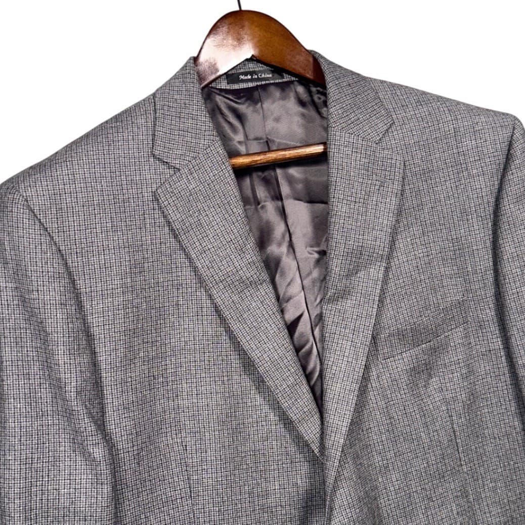 Lauren Ralph Lauren Blazer Men 48R Grey 100% Wool Micro Check Sport Coat - Thumbnail 4