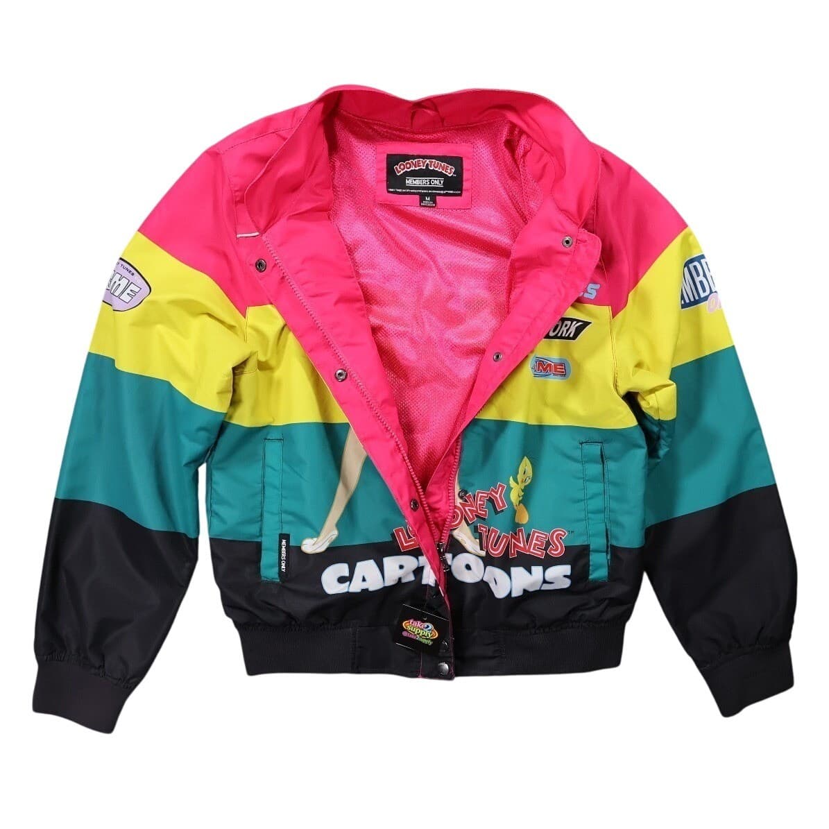 Members Only Windbreaker Jacket Womens Medium Multicolor Excellent Looney Tunes - Thumbnail 2
