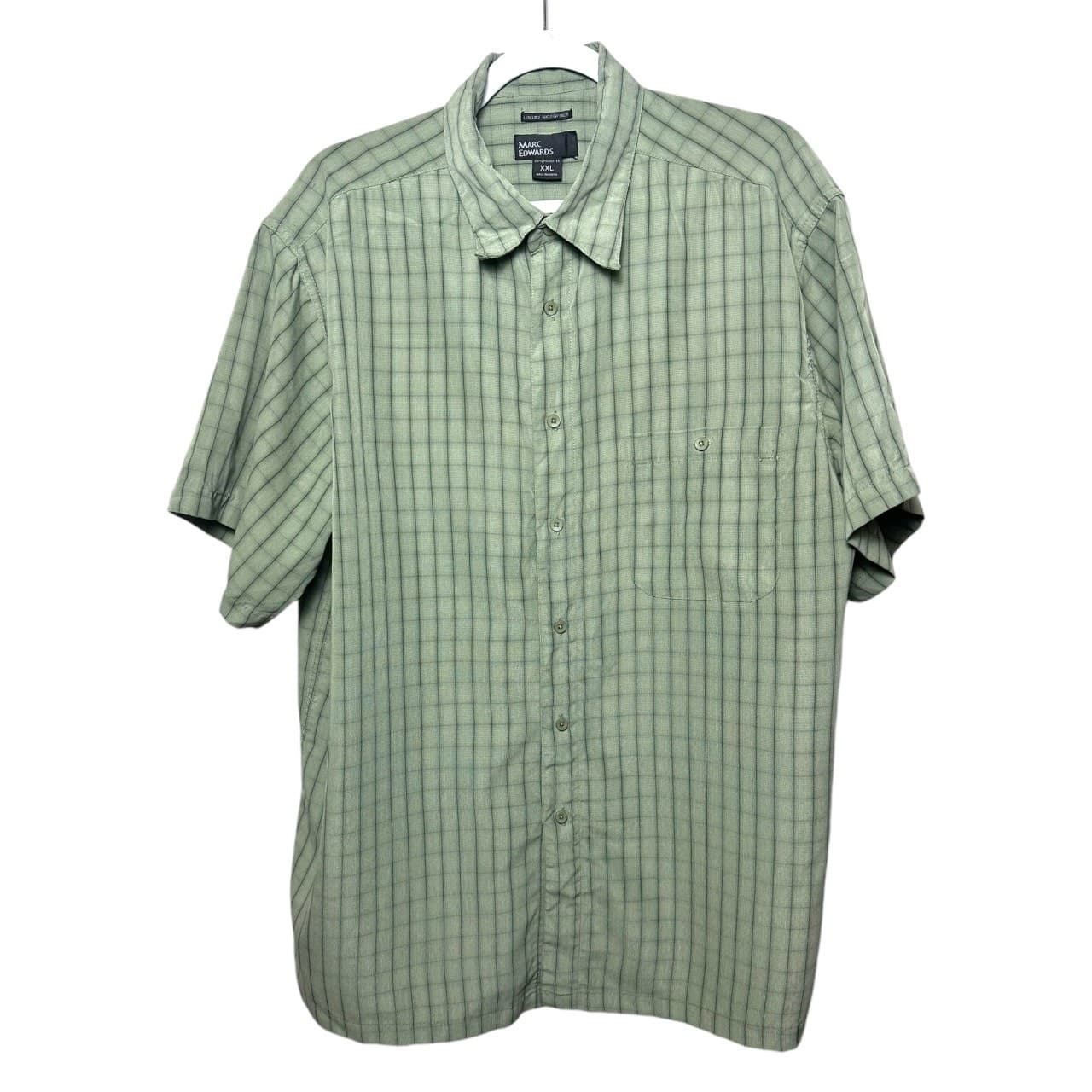 Marc Edwards Men's XXL Green Graph Check Short Sleeve Button-Up Shirt - Thumbnail 2