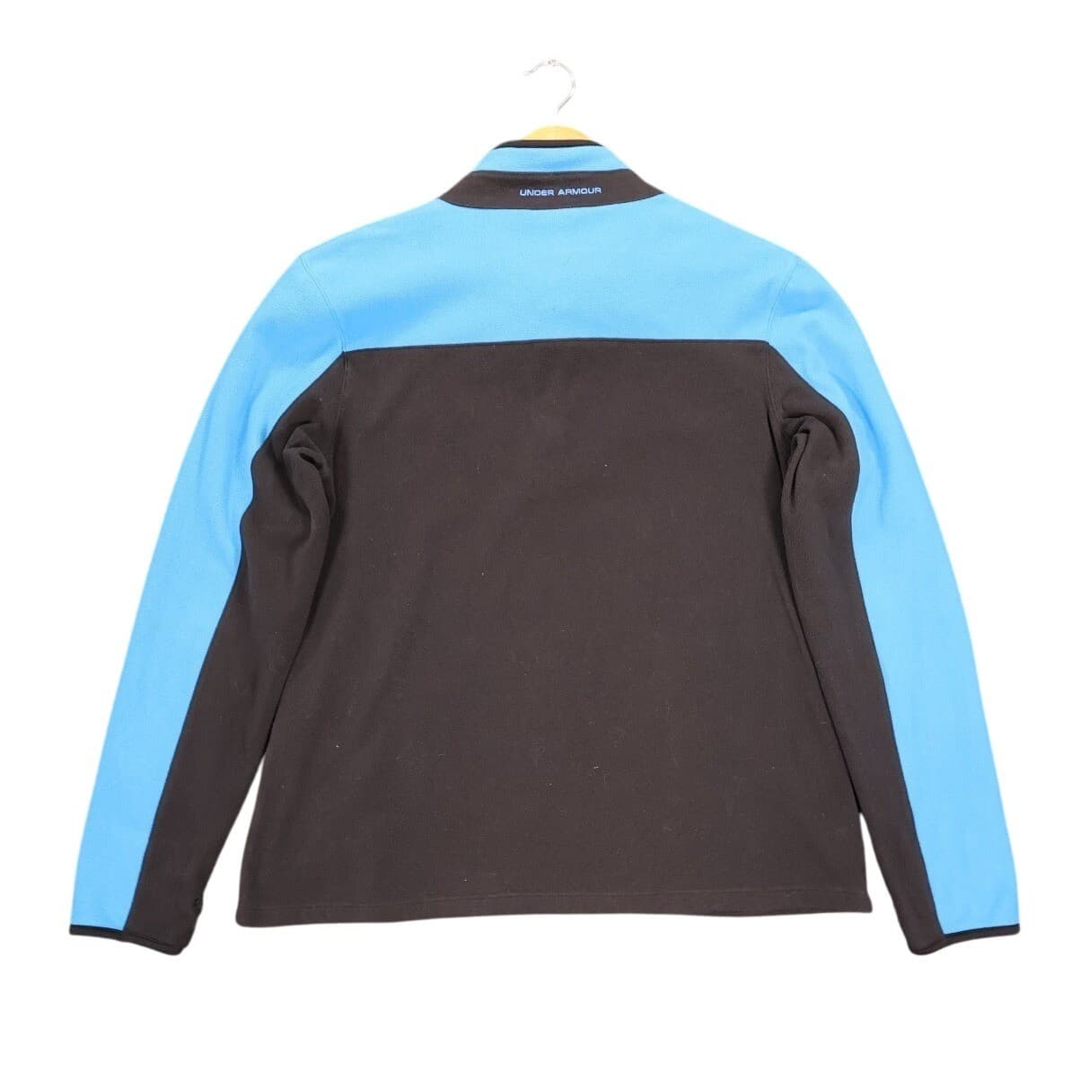 Under Armour Fleece Pullover Mens Large Blue Excellent Colorblock 1/4 Zip Active - Thumbnail 2