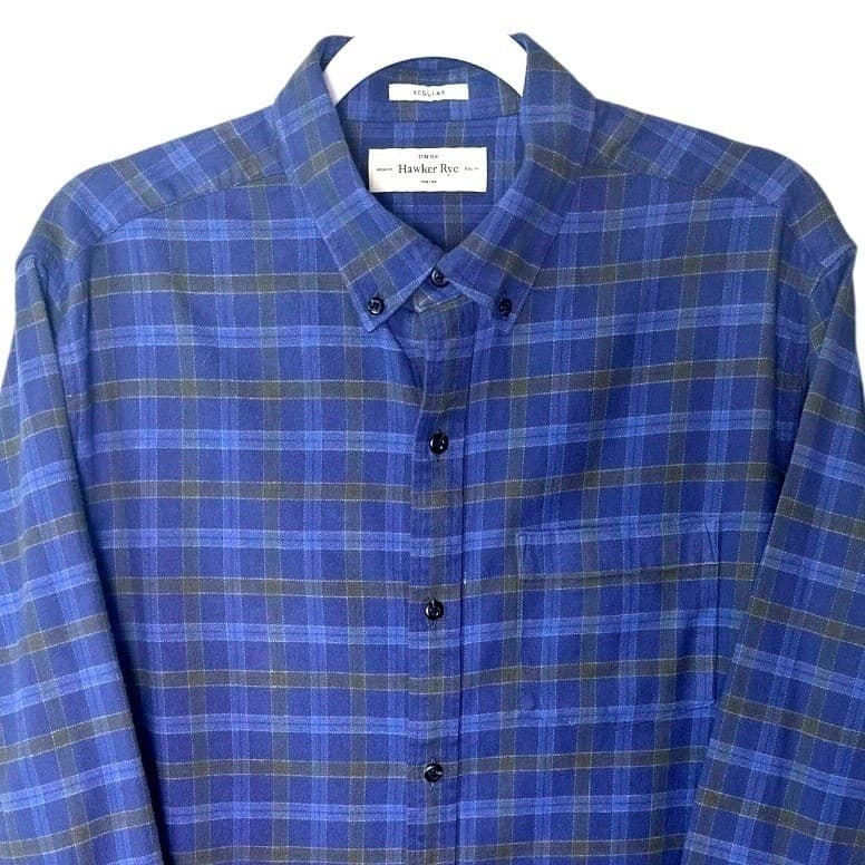Hawker Rye Mens Plaid Button Down Shirt Stretch Regular Fit Long Sleeve - Thumbnail 4