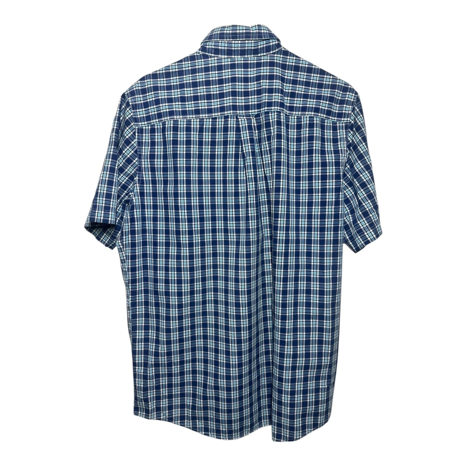 Chaps Men's Plaid Short Sleeve Button Down Shirt Blue Green Size M - Thumbnail 2