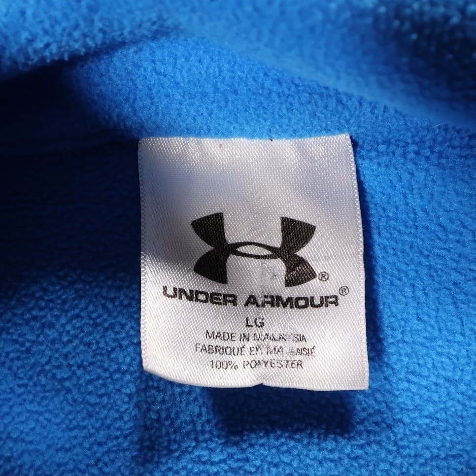 Under Armour Fleece Pullover Mens Large Blue Excellent Colorblock 1/4 Zip Active - Thumbnail 7