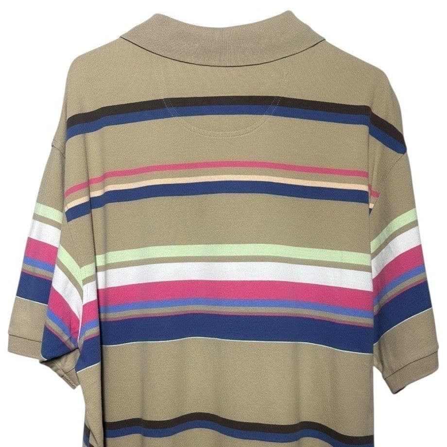 DANIEL CREMIEUX CLASSICS Mens Tan Multi Stripe Short Sleeve Polo Shirt XXL - Thumbnail 2