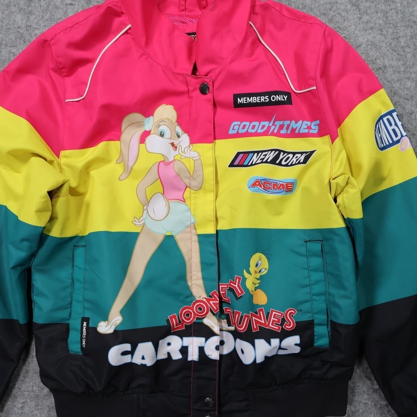 Members Only Windbreaker Jacket Womens Medium Multicolor Excellent Looney Tunes - Thumbnail 4