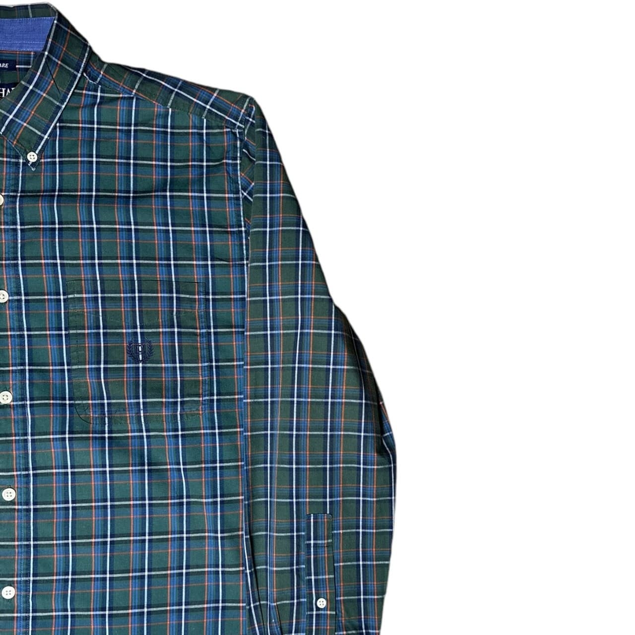 Chaps Men's Large Green Plaid Button-Down Long Sleeve Collared Shirt - Thumbnail 2