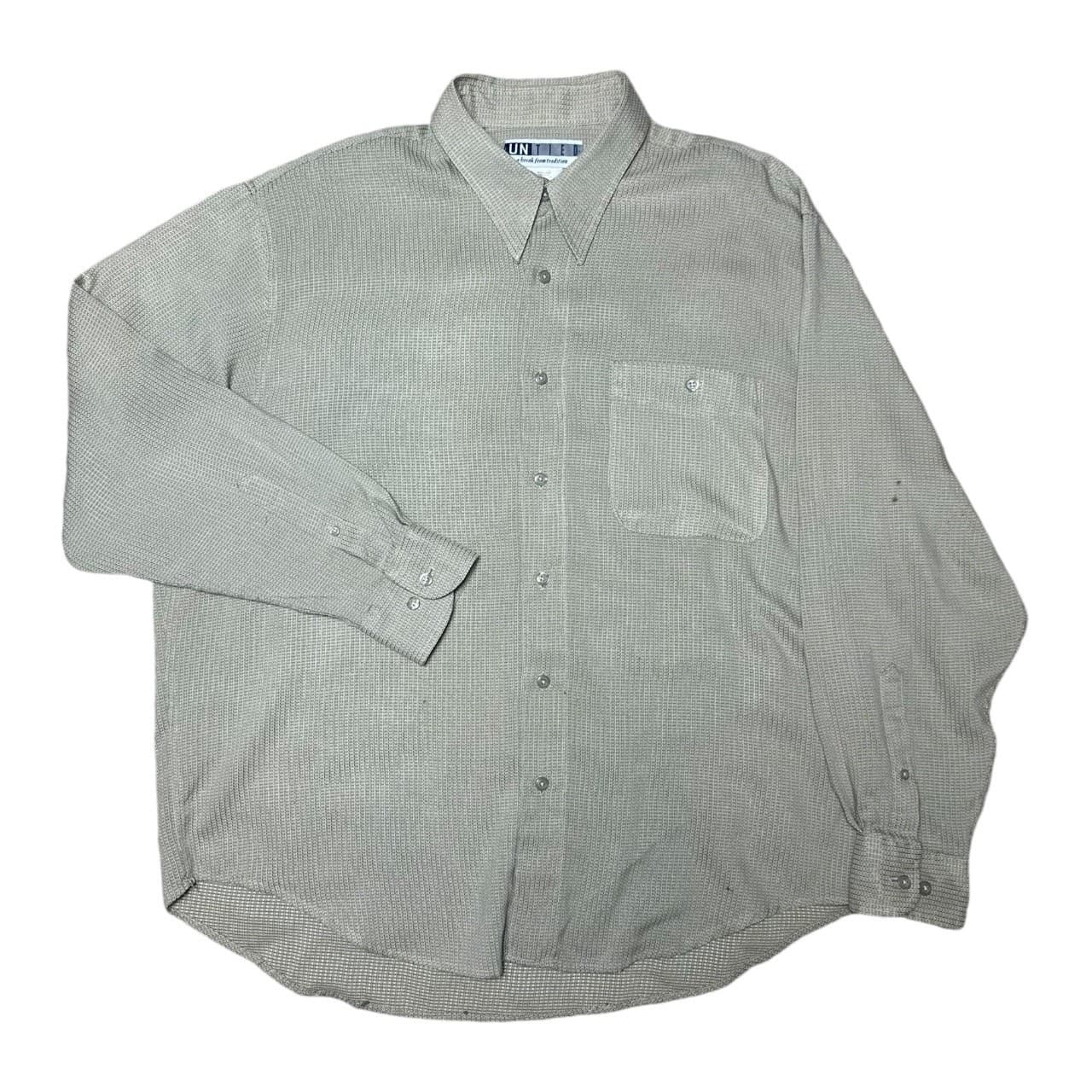 UNITED Mens L S Button Down Shirt Patterned Casual Button Up Top - Thumbnail 4
