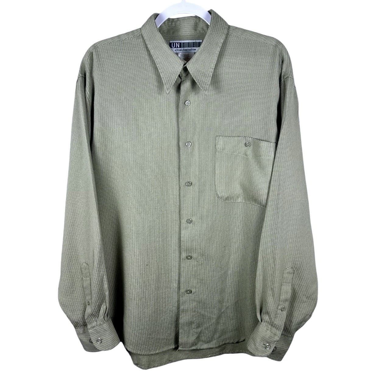 UNITED Mens L S Button Down Shirt Patterned Casual Button Up Top - Thumbnail 2