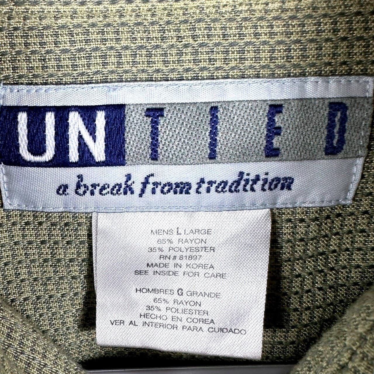 UNITED Mens L S Button Down Shirt Patterned Casual Button Up Top - Thumbnail 7