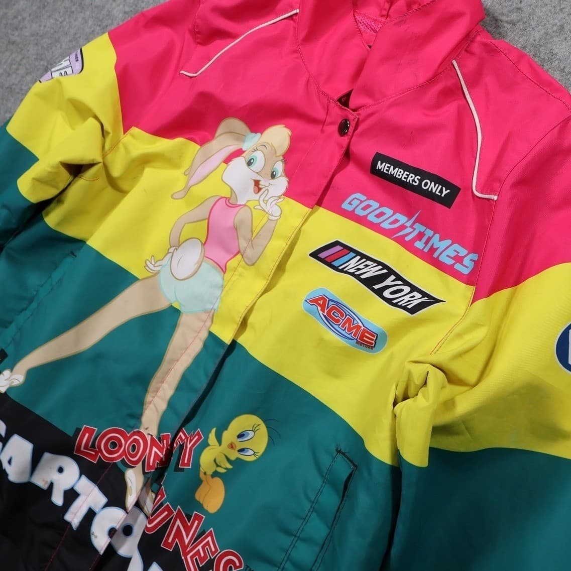 Members Only Windbreaker Jacket Womens Medium Multicolor Excellent Looney Tunes - Thumbnail 6