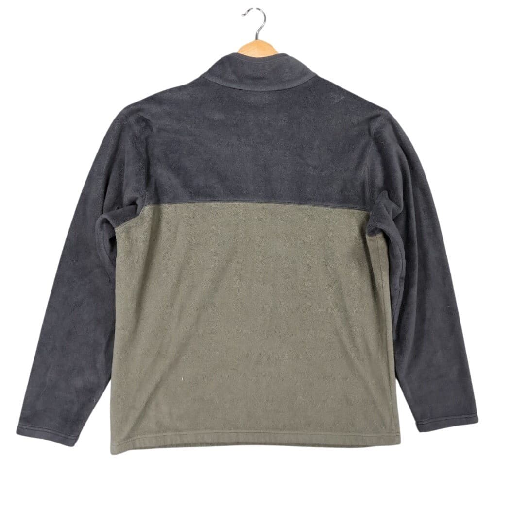 Columbia Fleece Pullover Mens XL Green Grey Excellent Two-Tone Snap Neck - Thumbnail 2