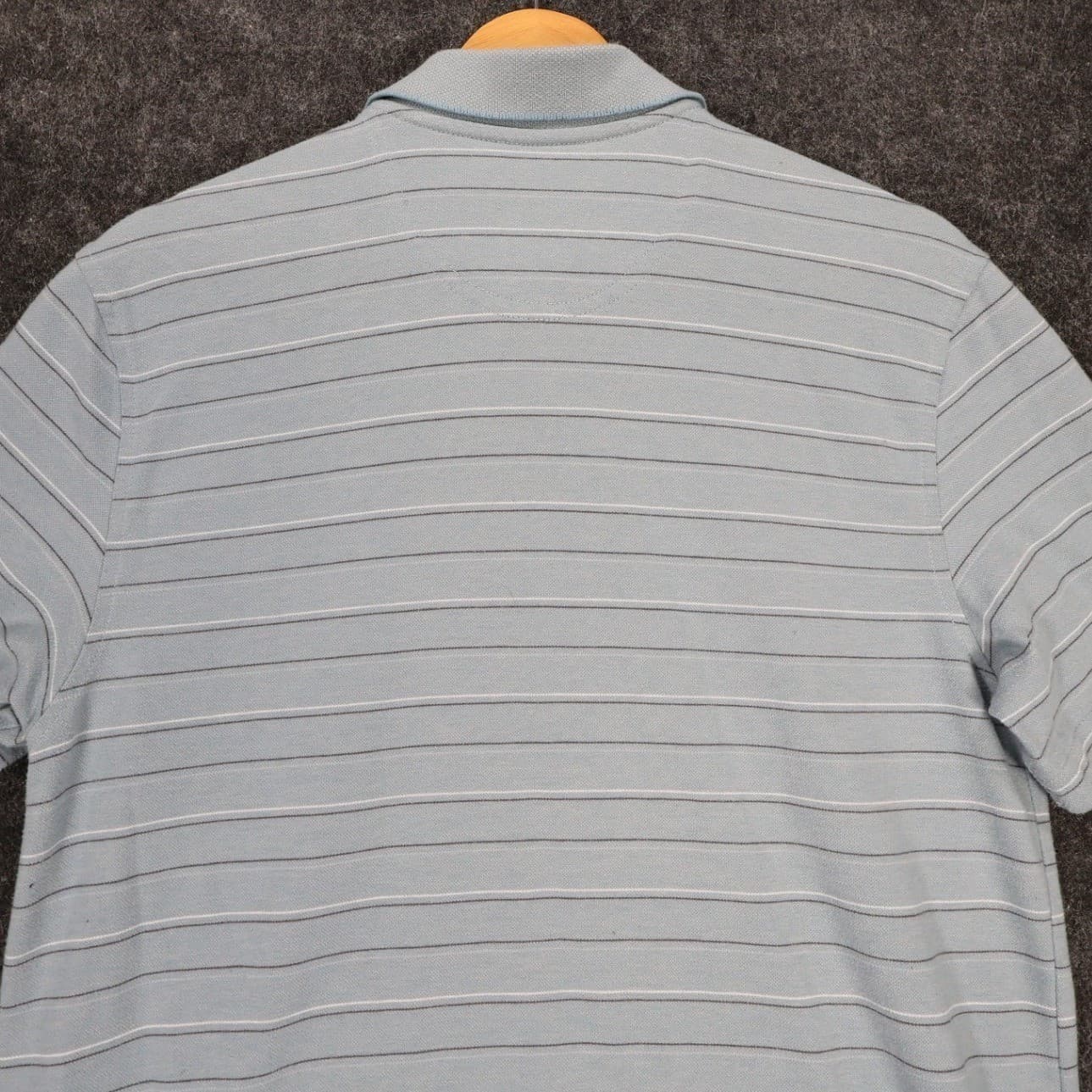 Van Heusen Studio Polo Shirt Mens S Blue Excellent Striped Slim Fit Short Sleeve - Thumbnail 4