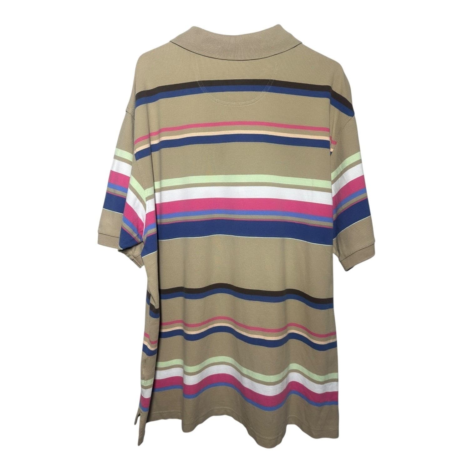 DANIEL CREMIEUX CLASSICS Mens Tan Multi Stripe Short Sleeve Polo Shirt XXL - Thumbnail 4