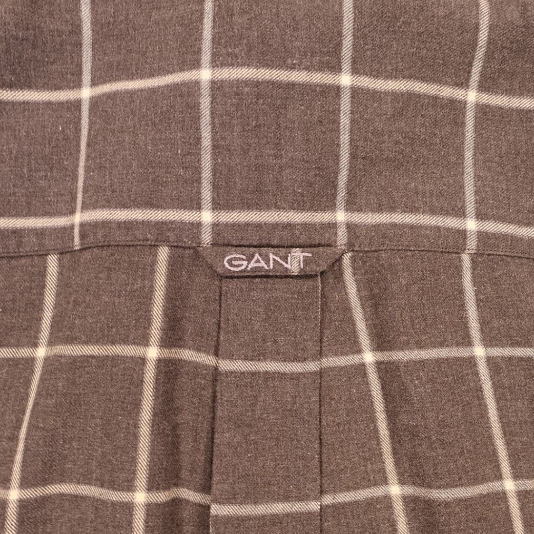 Gant Button Down Shirt Mens XLT Brown Cambridge Twill Plaid Long Sleeve - Thumbnail 4