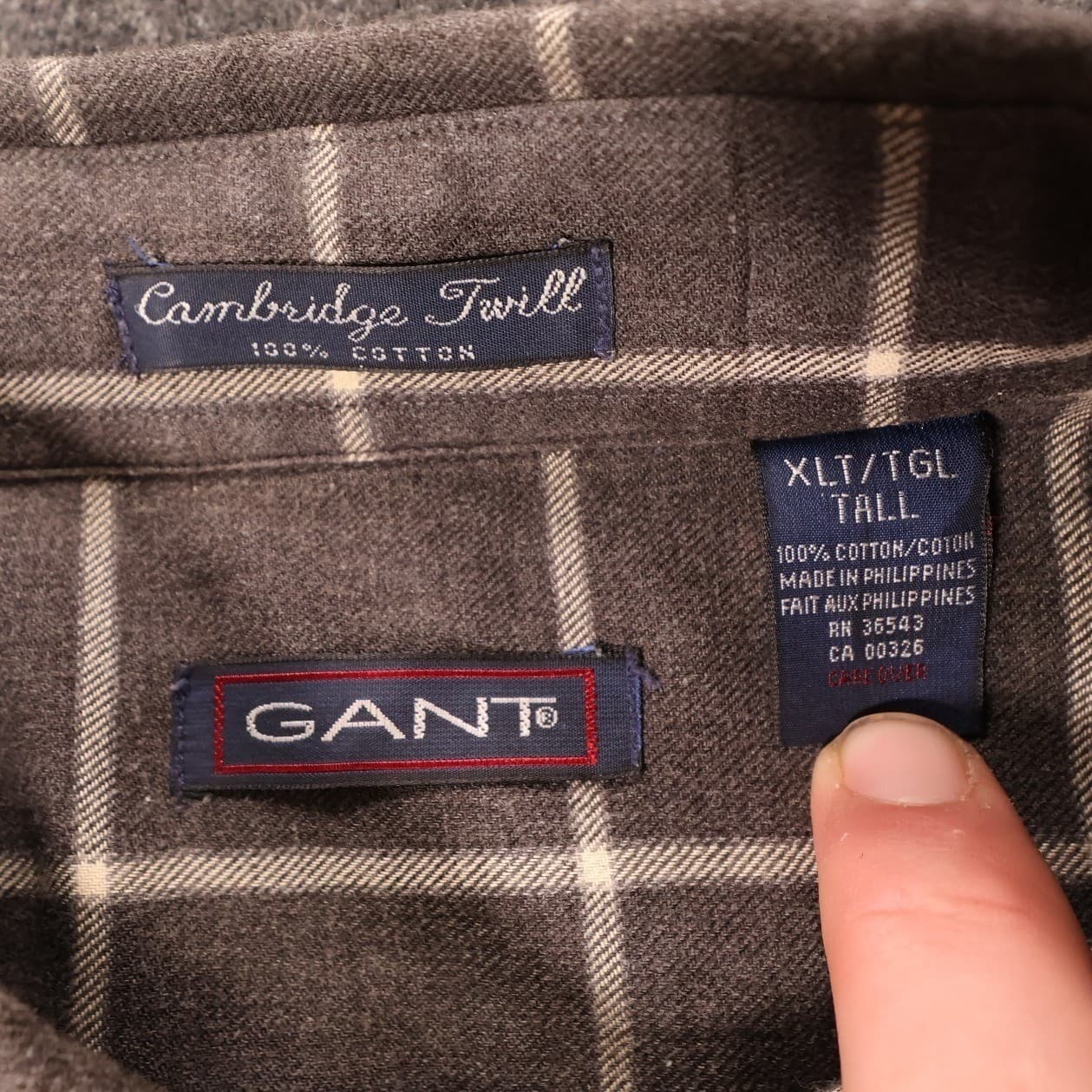 Gant Button Down Shirt Mens XLT Brown Cambridge Twill Plaid Long Sleeve - Thumbnail 7