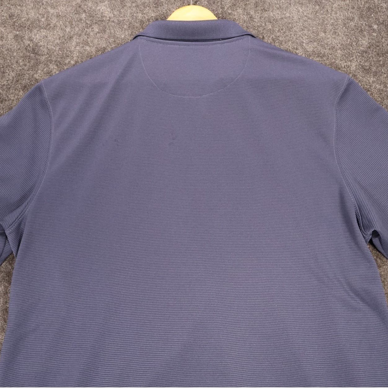 Van Heusen Polo Mens M Blue Excellent Classic Fit Short Sleeve Textured - Thumbnail 4
