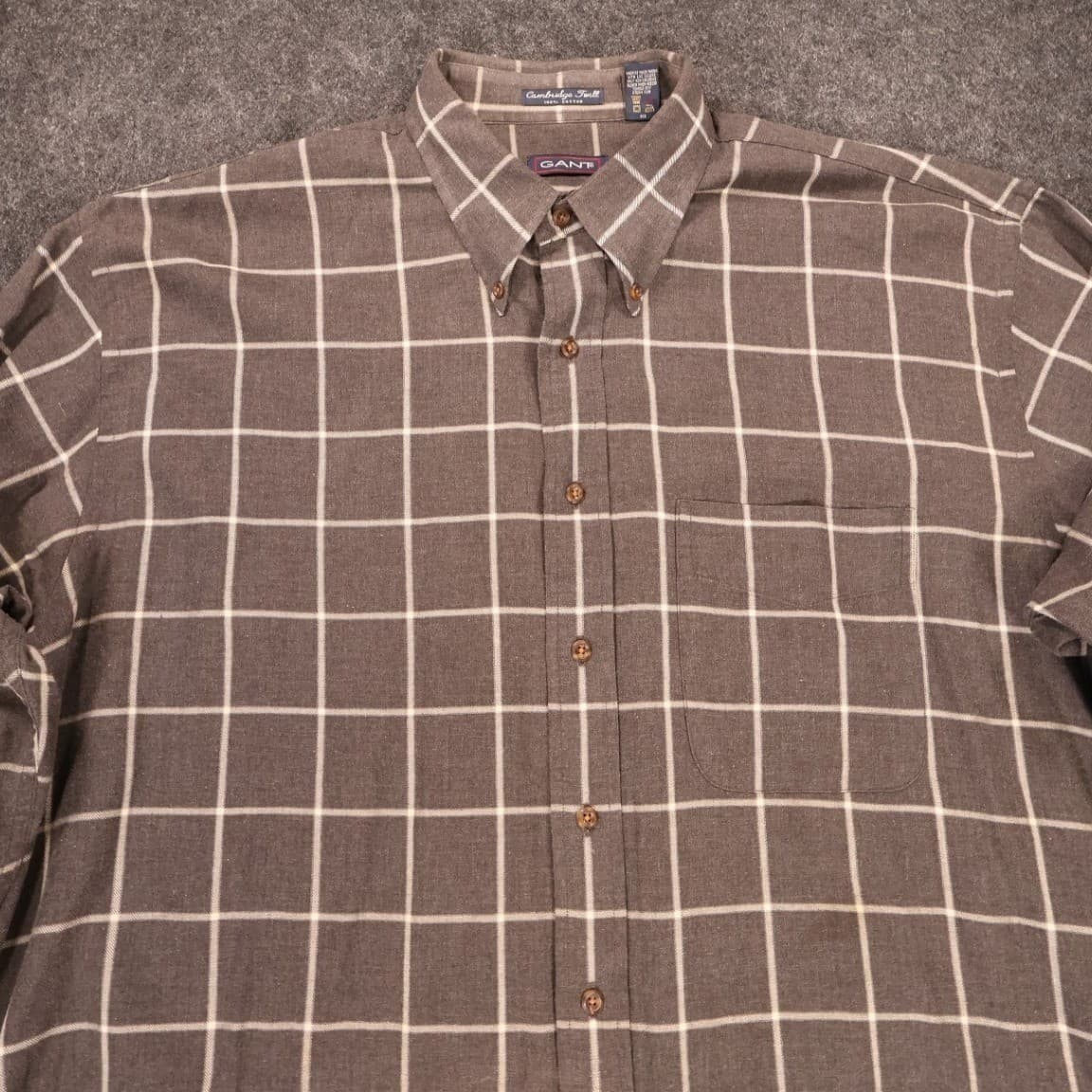 Gant Button Down Shirt Mens XLT Brown Cambridge Twill Plaid Long Sleeve - Thumbnail 3