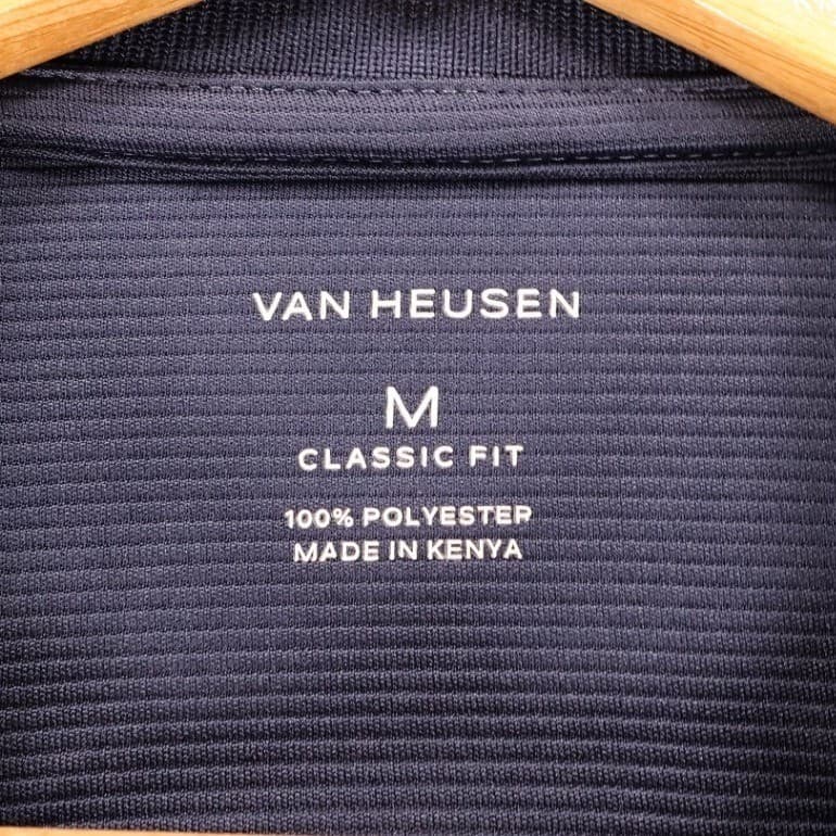 Van Heusen Polo Mens M Blue Excellent Classic Fit Short Sleeve Textured - Thumbnail 6