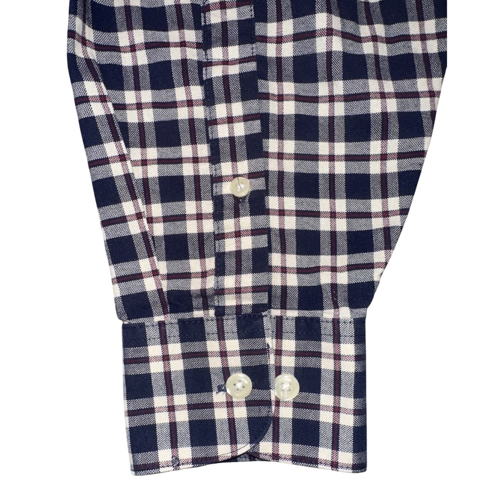 St. Johns Bay Button Down Shirt Mens Large Navy Blue Plaid - Thumbnail 5