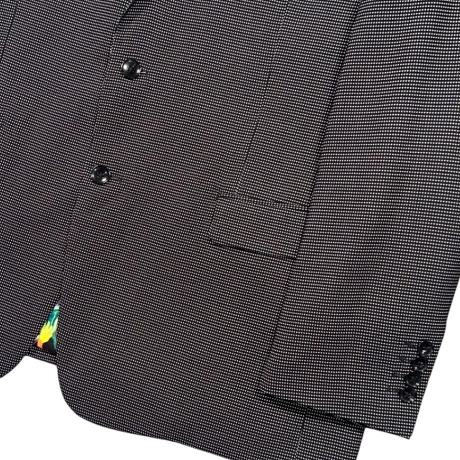 Giorgio Sanetti Blazer Mens 48R Black White Micro Pattern Parrot Lining - Thumbnail 6
