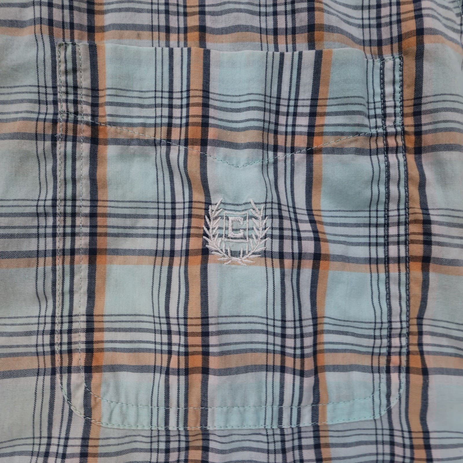 Chaps Button Down Shirt Mens M Light Blue Excellent Plaid Easy Care Short Sleeve - Thumbnail 6