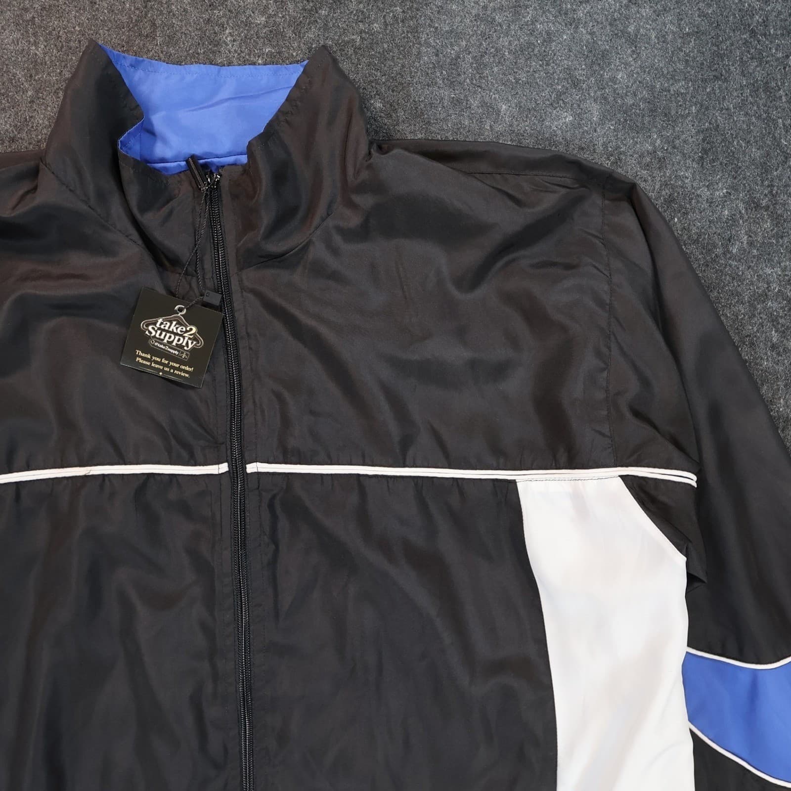Basic Concept Windbreaker Mens Large Black Excellent Vintage Colorblock - Thumbnail 4
