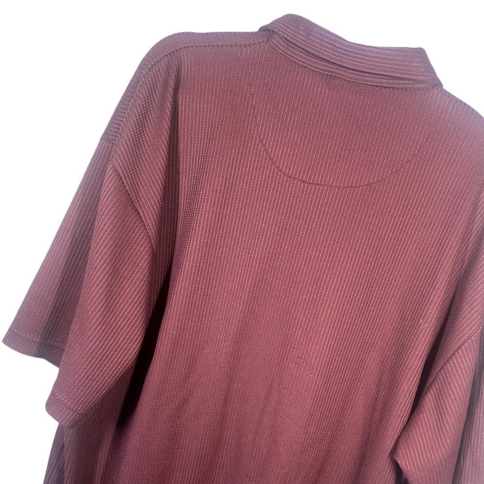 Ron Chereskin Men's XXL Burgundy Textured Polo Shirt Short Sleeve Button Up - Thumbnail 2