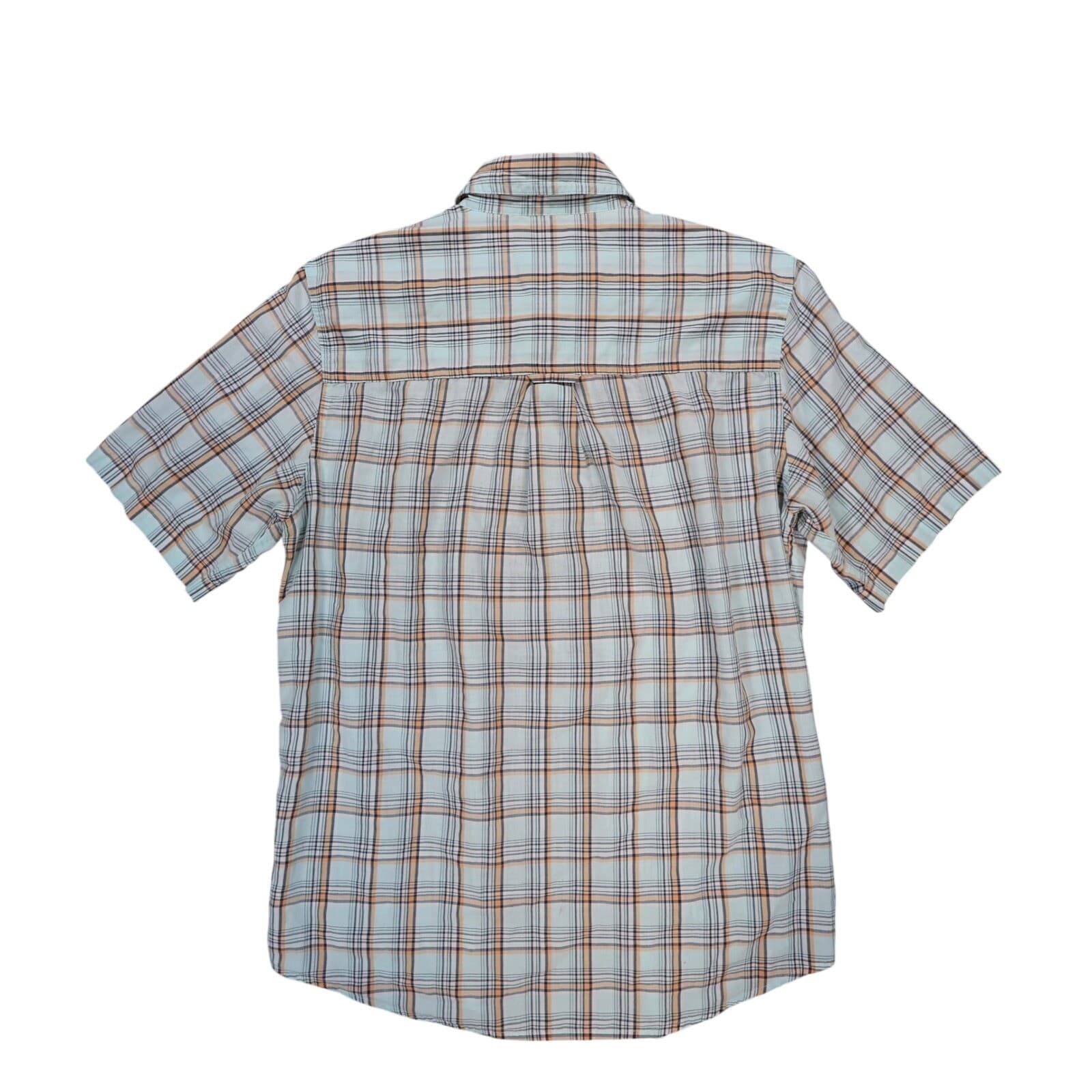 Chaps Button Down Shirt Mens M Light Blue Excellent Plaid Easy Care Short Sleeve - Thumbnail 2