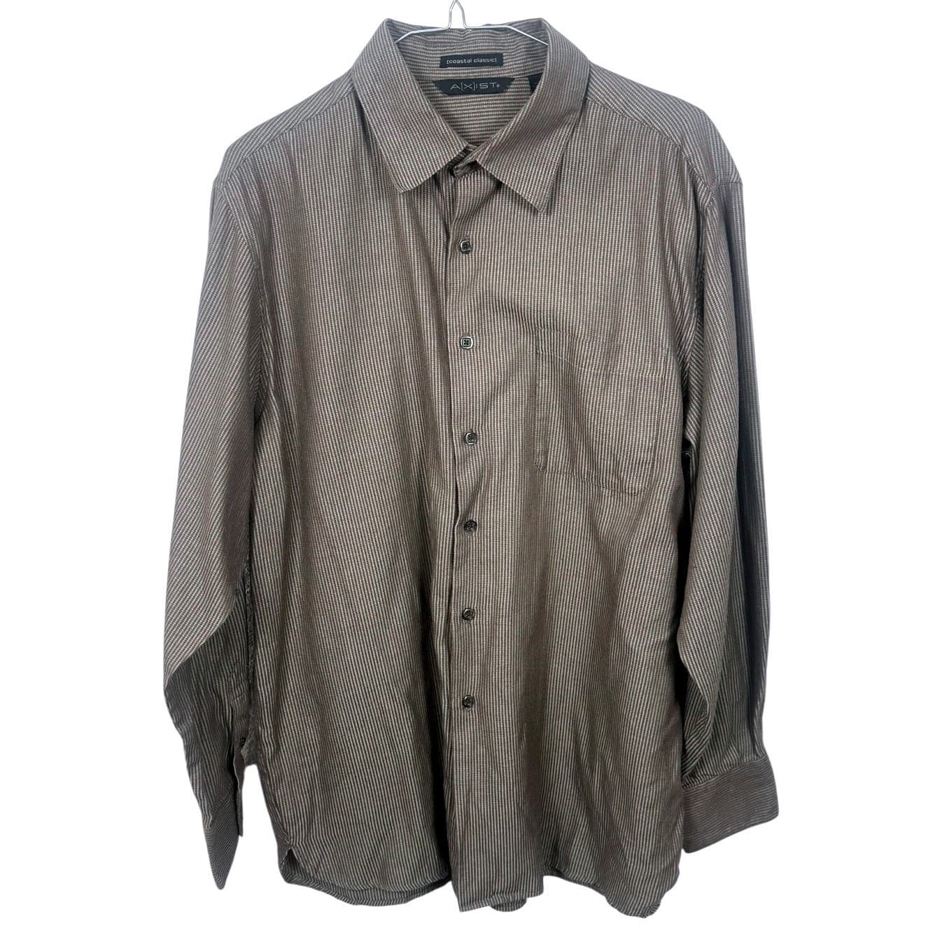 AXIST Mens Long Sleeve Button Down Shirt Classic Fit Striped Size L - Thumbnail 2