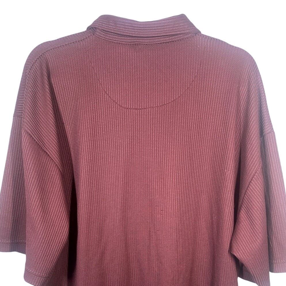 Ron Chereskin Men's XXL Burgundy Textured Polo Shirt Short Sleeve Button Up - Thumbnail 6