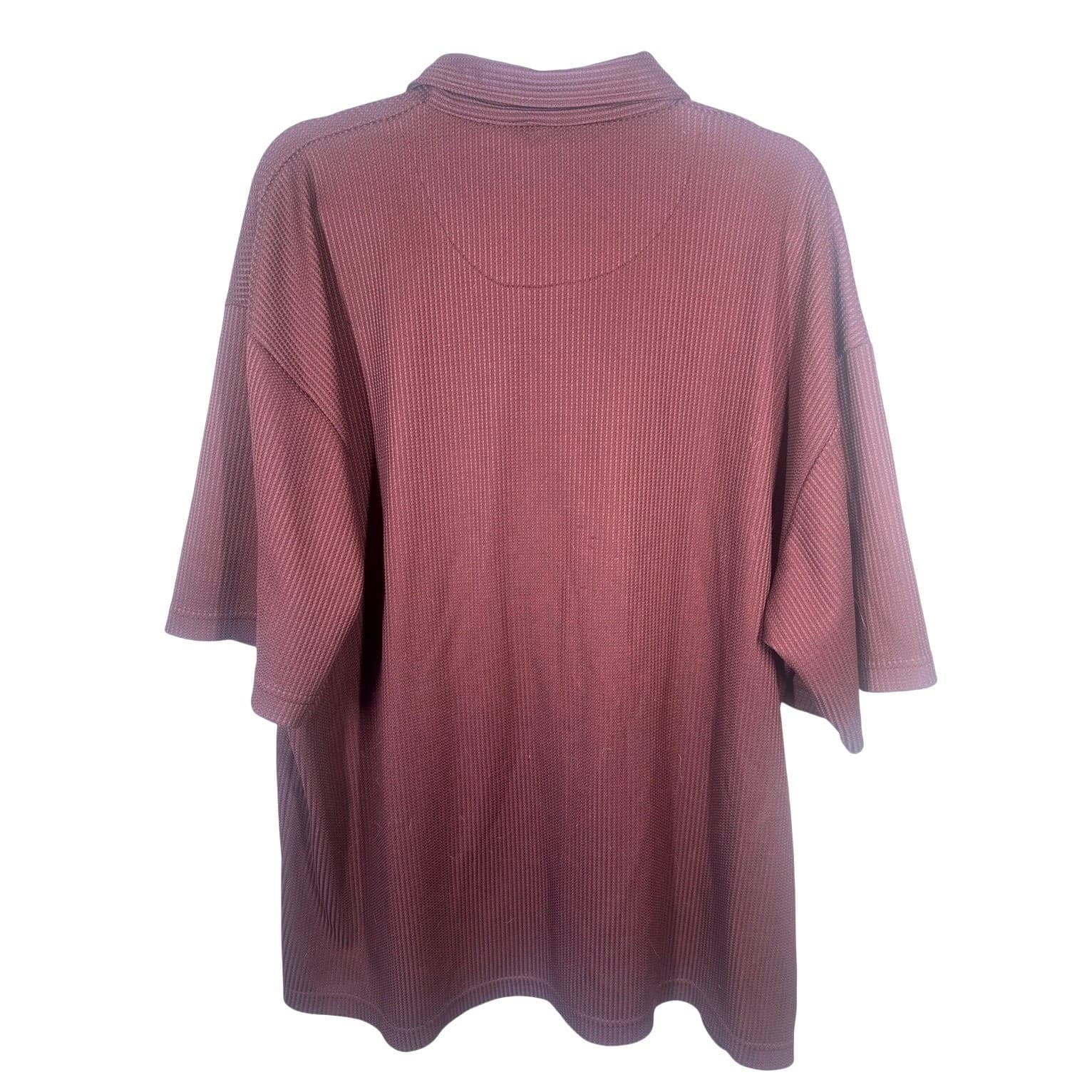 Ron Chereskin Men's XXL Burgundy Textured Polo Shirt Short Sleeve Button Up - Thumbnail 4