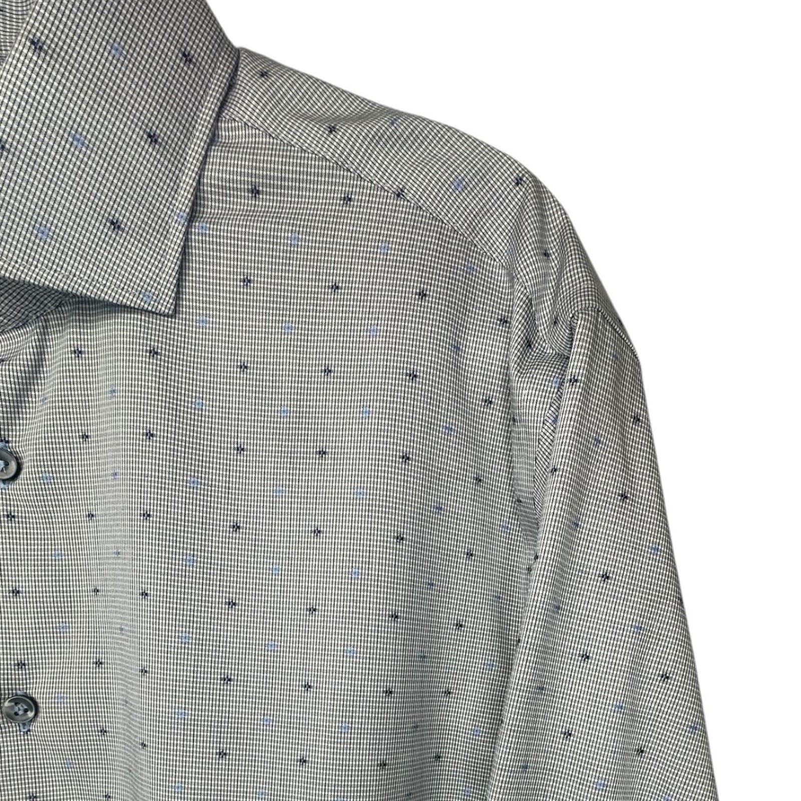 BLU by Polifroni Mens Non Iron Button Down Shirt Geometric Print Size XL - Thumbnail 4