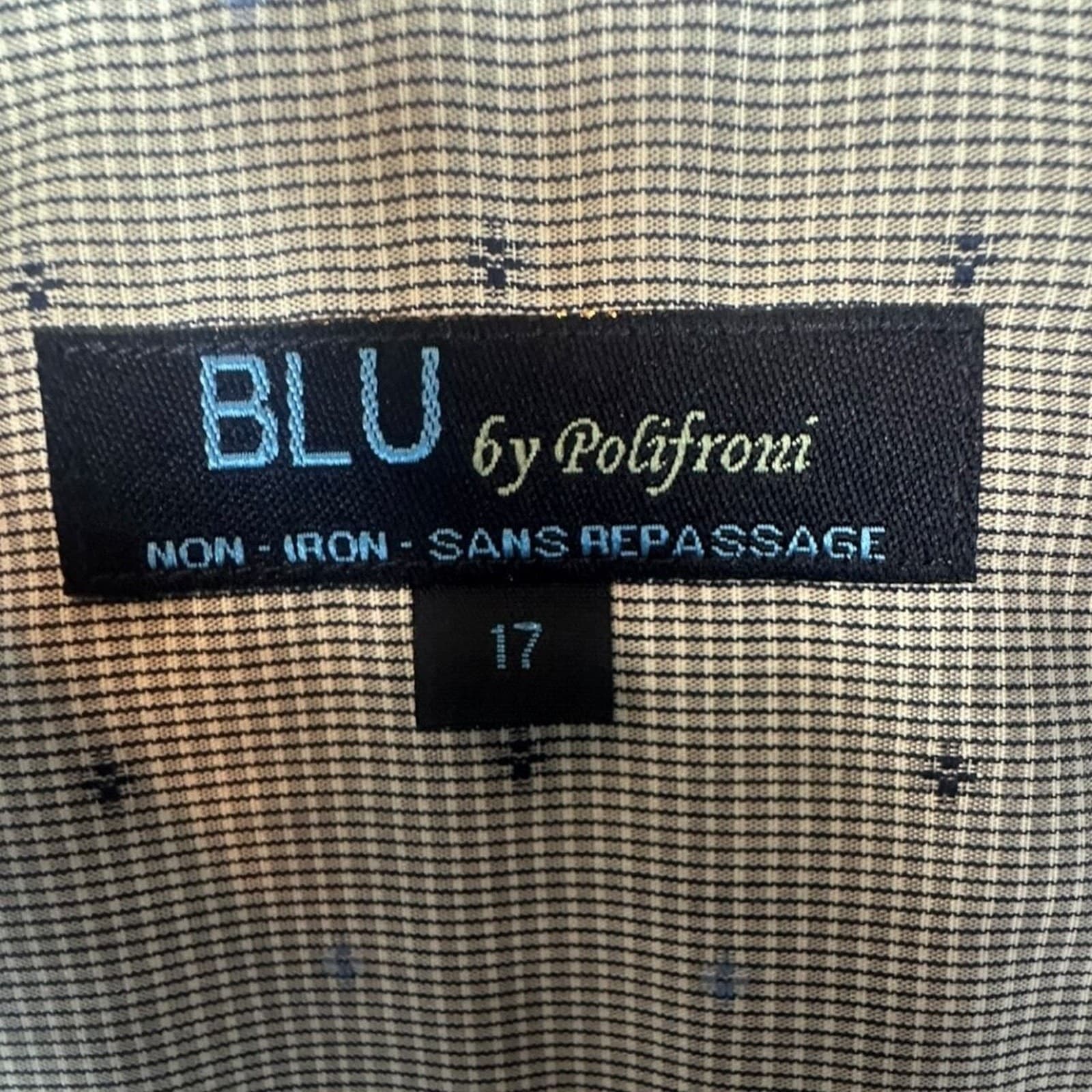 BLU by Polifroni Mens Non Iron Button Down Shirt Geometric Print Size XL - Thumbnail 5
