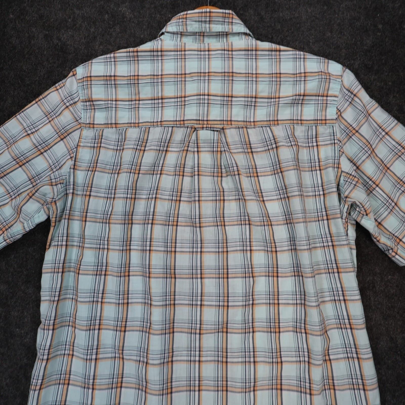 Chaps Button Down Shirt Mens M Light Blue Excellent Plaid Easy Care Short Sleeve - Thumbnail 5