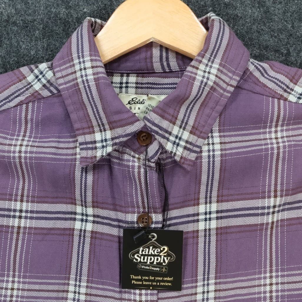 Eddie Bauer Flannel Shirt Womens Medium Excellent Plaid Long Sleeve Cotton - Thumbnail 3