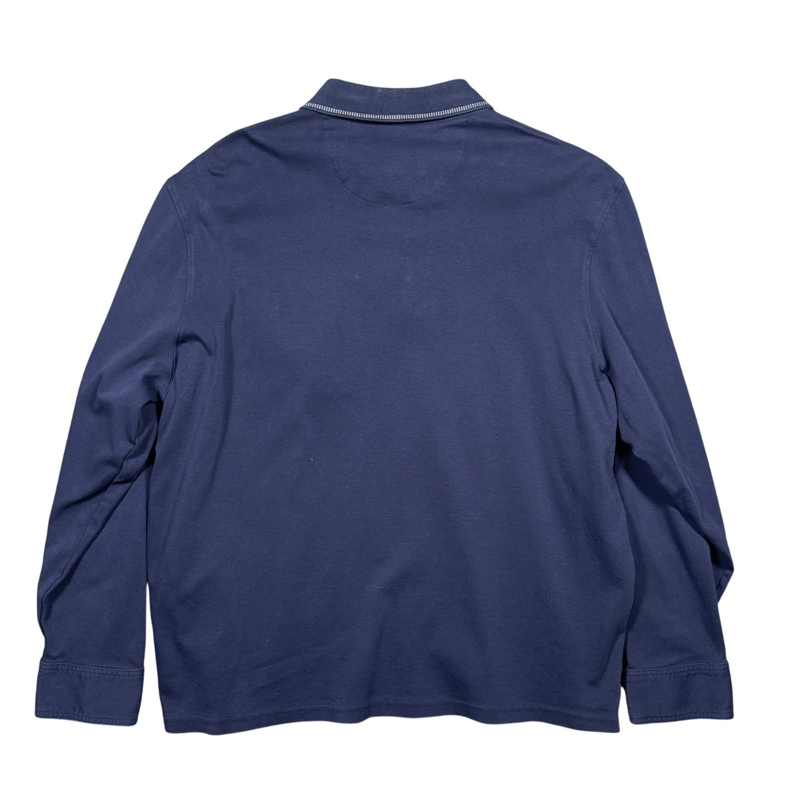 Mark Law Polo Shirt Men XL Navy Blue Excellent Long Sleeve Cotton Luxury Trim - Thumbnail 2