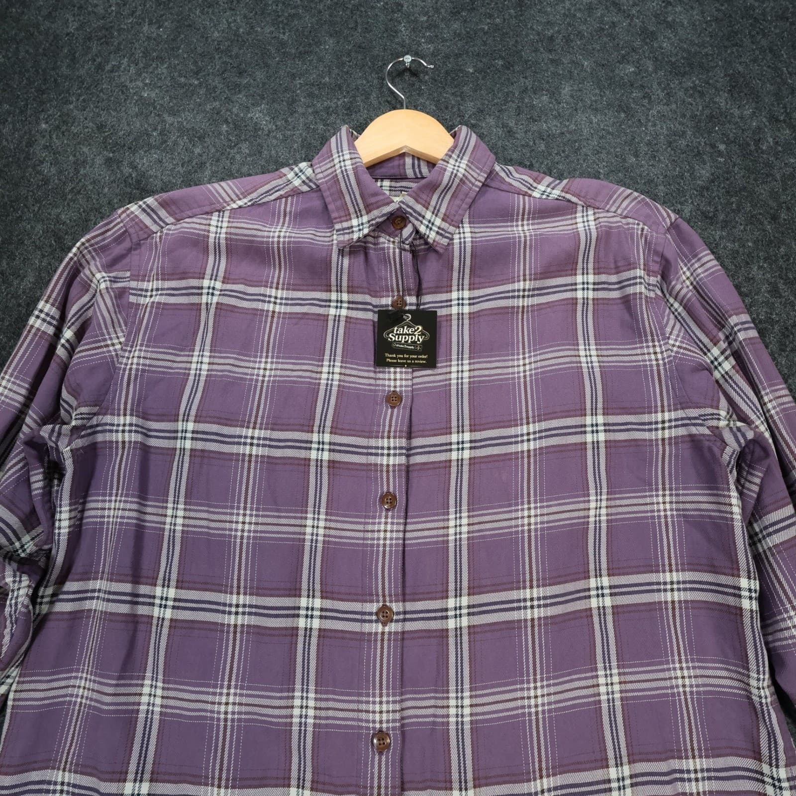 Eddie Bauer Flannel Shirt Womens Medium Excellent Plaid Long Sleeve Cotton - Thumbnail 4