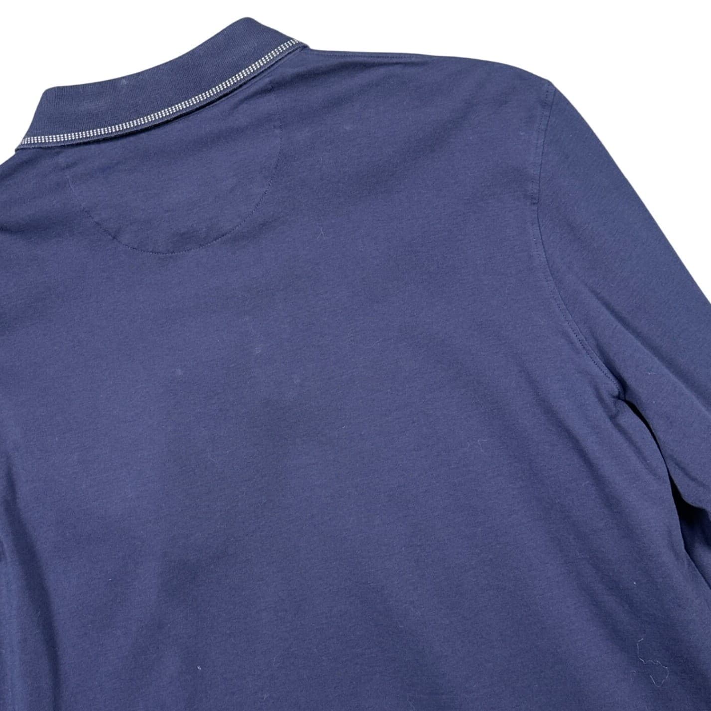 Mark Law Polo Shirt Men XL Navy Blue Excellent Long Sleeve Cotton Luxury Trim - Thumbnail 5
