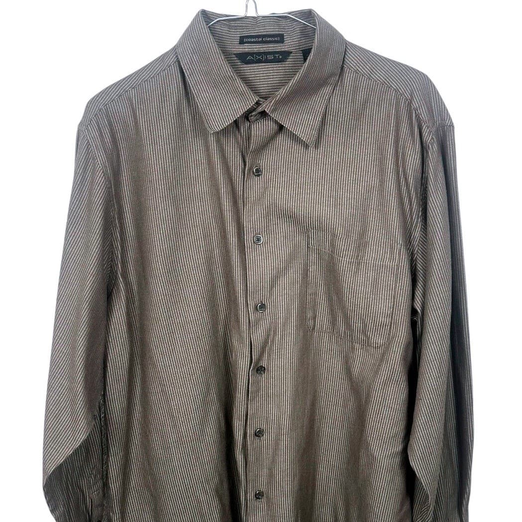 AXIST Mens Long Sleeve Button Down Shirt Classic Fit Striped Size L - Thumbnail 4