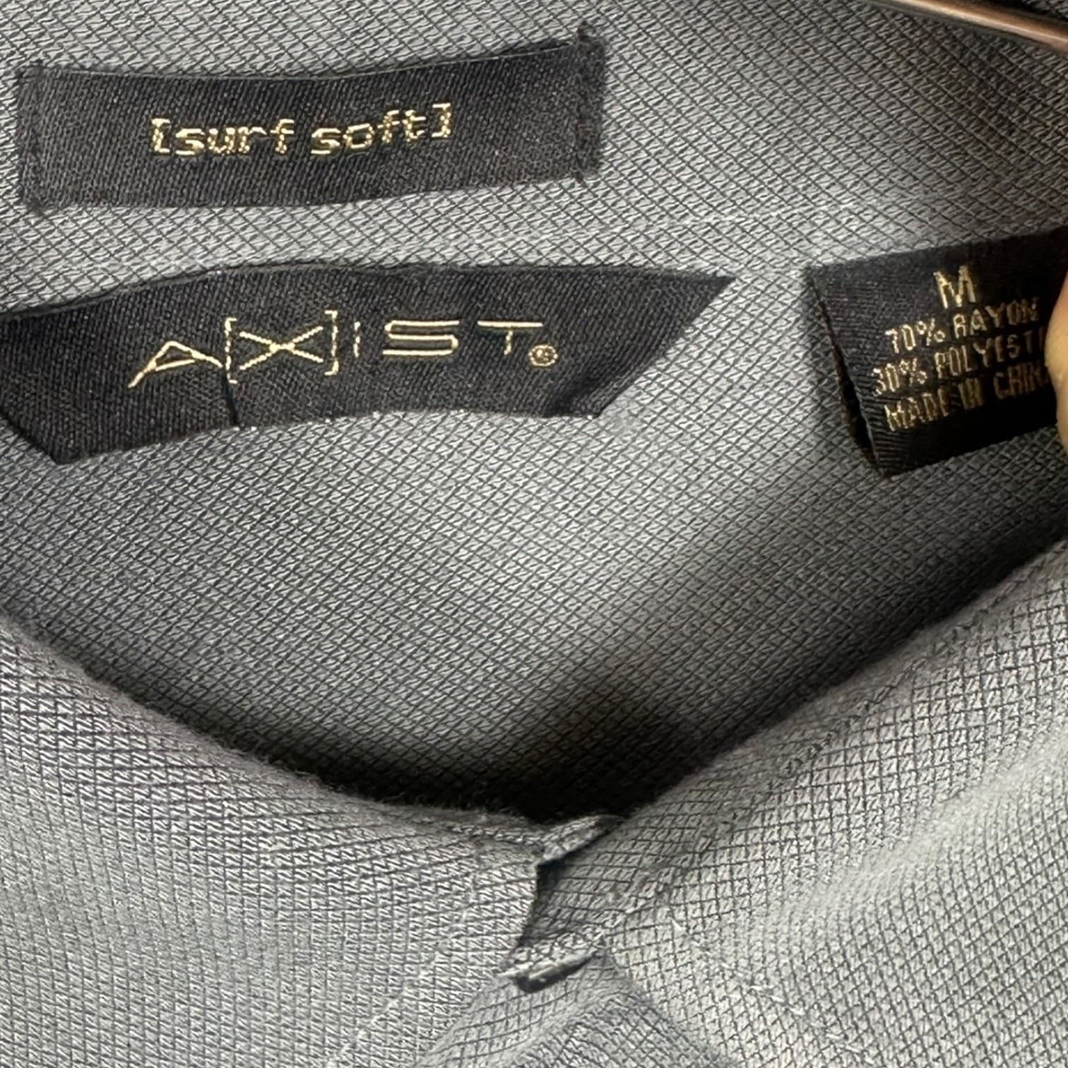 AXIST Surf Soft Button-Down Shirt Gray Textured Long Sleeve Size M - Thumbnail 3
