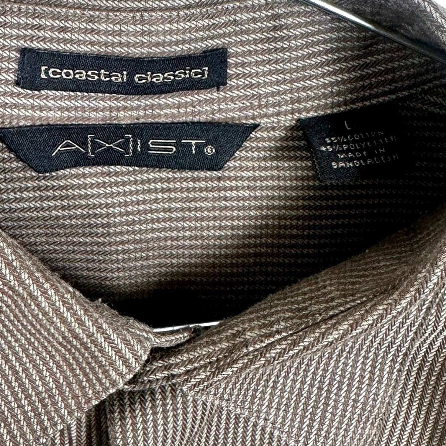 AXIST Mens Long Sleeve Button Down Shirt Classic Fit Striped Size L - Thumbnail 7
