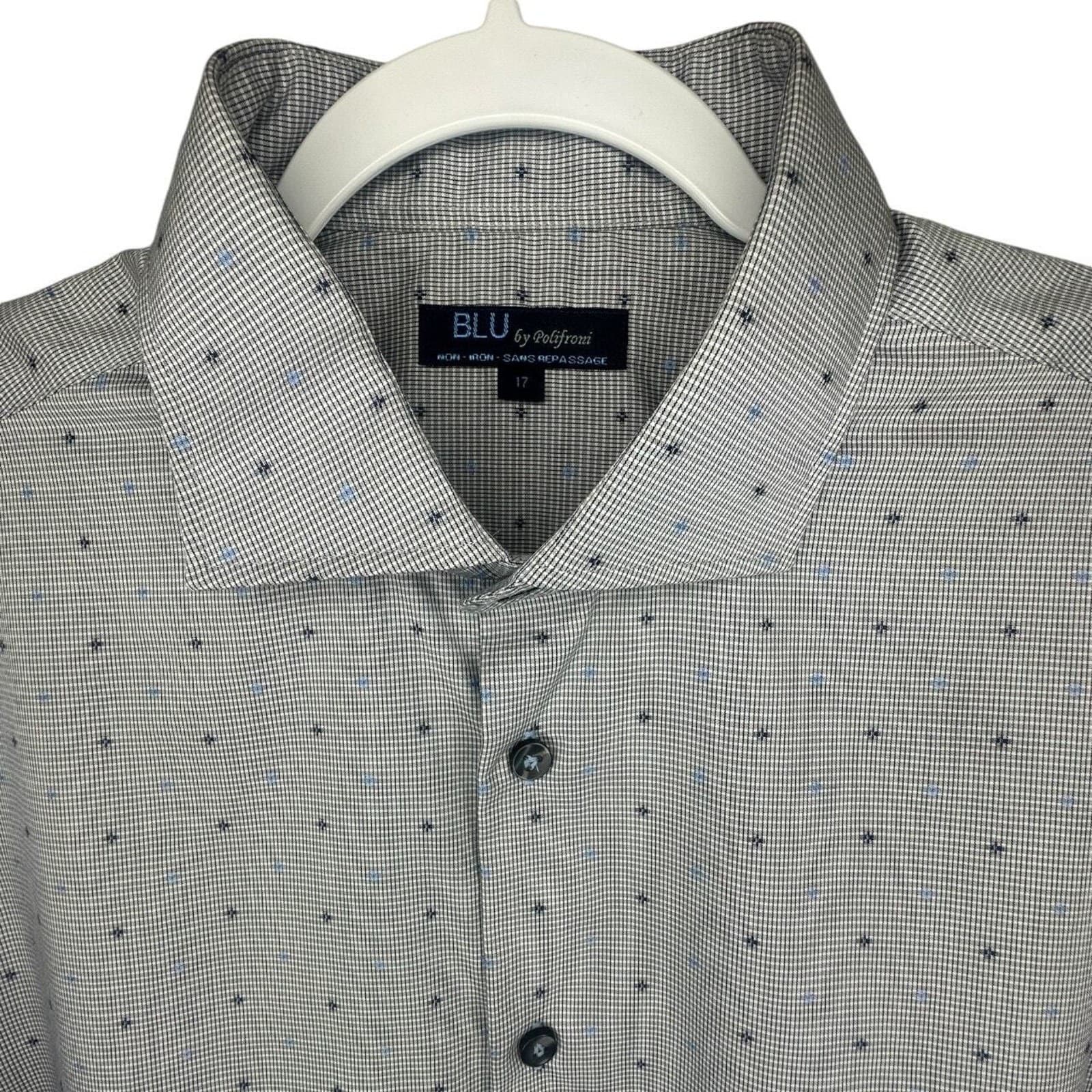 BLU by Polifroni Mens Non Iron Button Down Shirt Geometric Print Size XL - Thumbnail 3