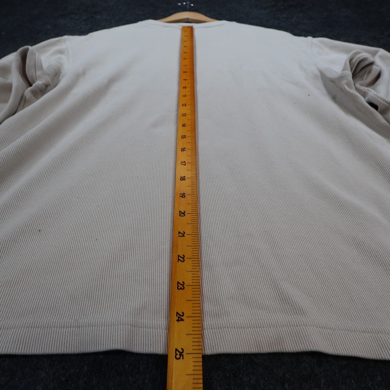 Roundtree & Yorke Long Sleeve Shirt Mens Medium Beige Ribbed Striped Casual - Thumbnail 5