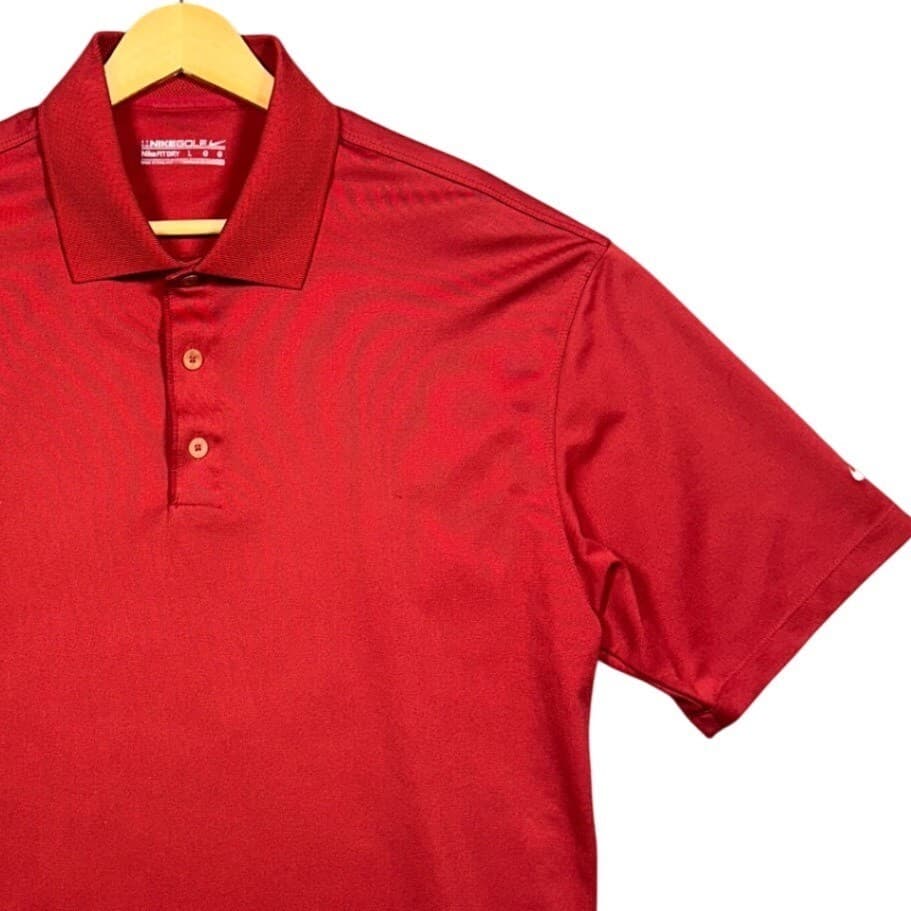 Nike Golf Polo Shirt Mens Large Red Nike Fit Dry Short Sleeve Logo - Thumbnail 4